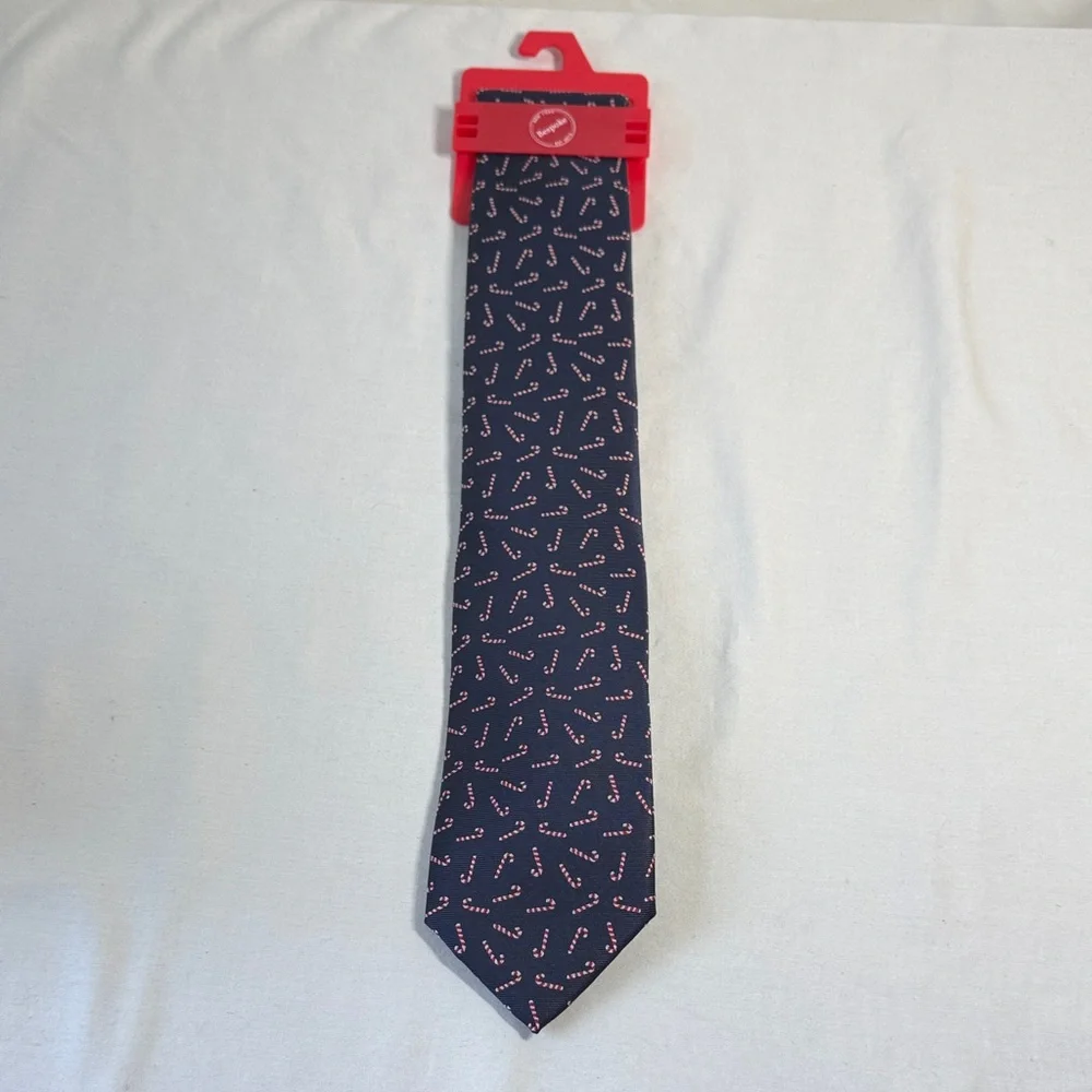 NWT Navy Blue Candy Cane Patterned XMAS Tie